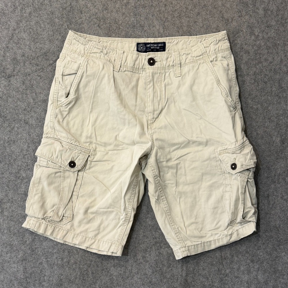 American Eagle Vintage Y2k Beige Khaki Longboard Cargo Shorts Men's Size 32